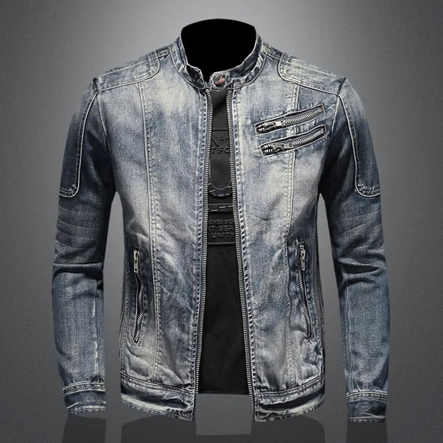 Leather Men Coats With Hood Vintage Denim Jacket With Zip Denim Jacket Stand Up Cotton Slim Leather Winter Coats Vestes Hommes
