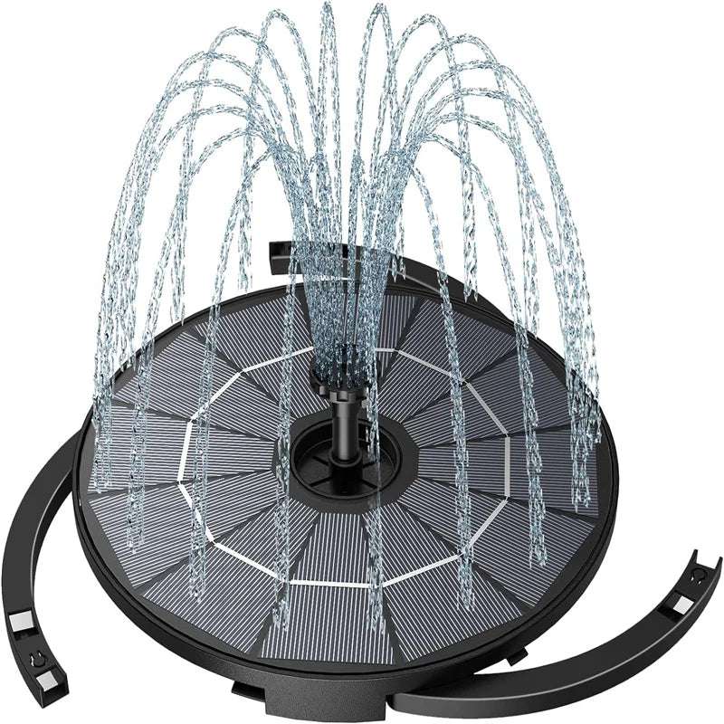 DIY solar fountain pump with 1.2 meter Power cord, solar Powered bird bath fountain with 6 nozzles for bird baths garden ponds
