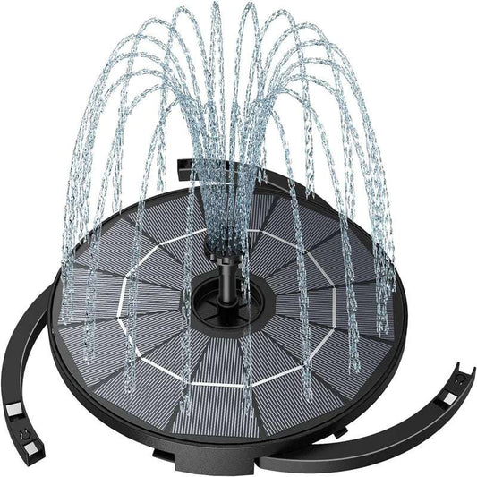 DIY solar fountain pump with 1.2 meter Power cord, solar Powered bird bath fountain with 6 nozzles for bird baths garden ponds