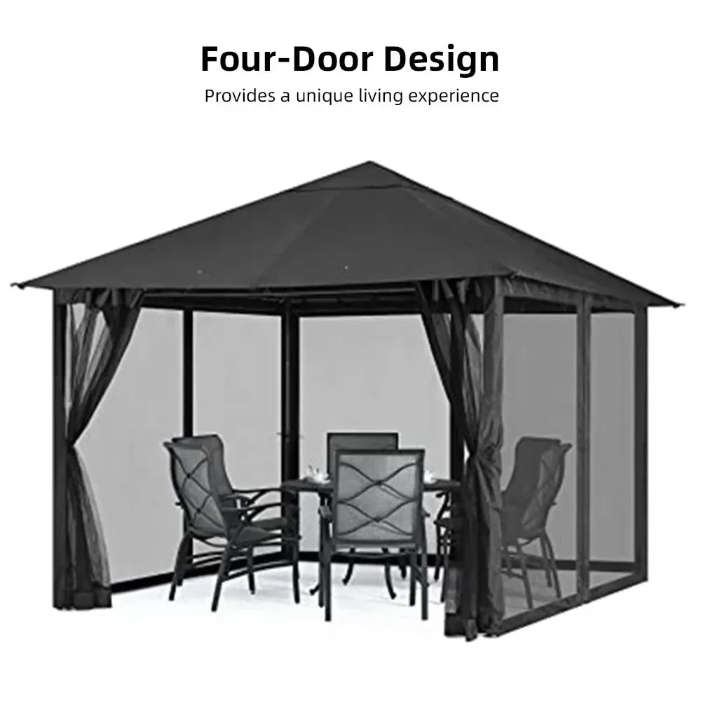 Outdoor insect-proof hanging curtain camping mosquito-proof hanging net gazebo tent barbecue shed mosquito net black four doors)