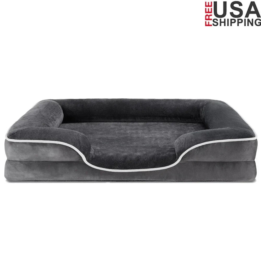 Supportive Orthopedic Dog Bed Memory Foam Waterproof Non-Slip Removable Washable Cover Medium Dogs Comfortable Pet Sofa