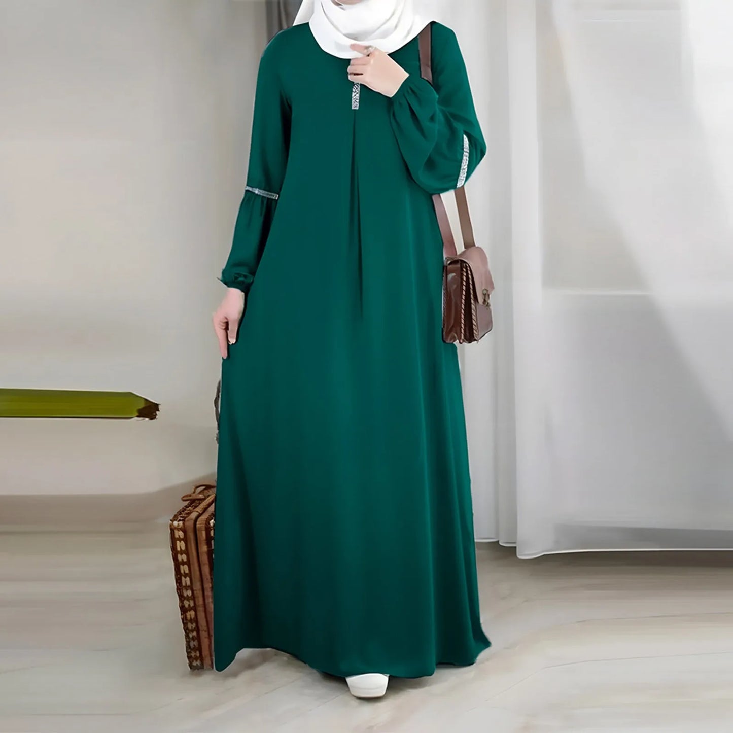 Eid Muslim Dress For Women'S Abaya Party Dresses Ramadan Islam Long Sleeve Pleated Vestidos Dubai Arab Long Robe