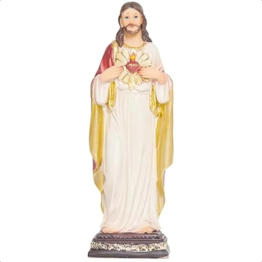 Zayton Jesus Statue Sacred Heart Jesus Christ Figure Catholic Figurine Religious Gifts Indoor Home Decor Hand Painted 8 Inch