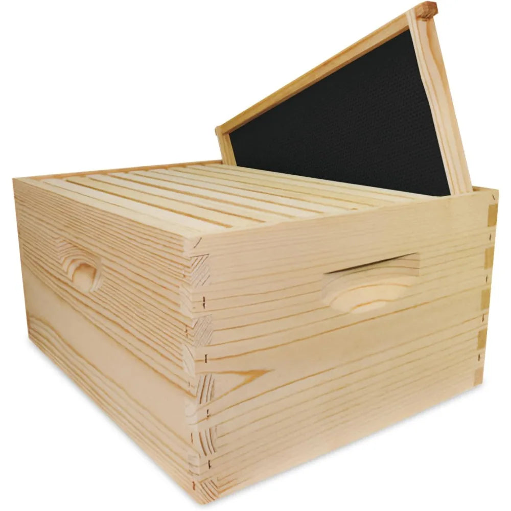 Mann Lake 10-Frame Deep Hive Kit, Fully Assembled Bee Hive Body with 10 Frames & Beeswax-Coated Plastic Foundation for Brood