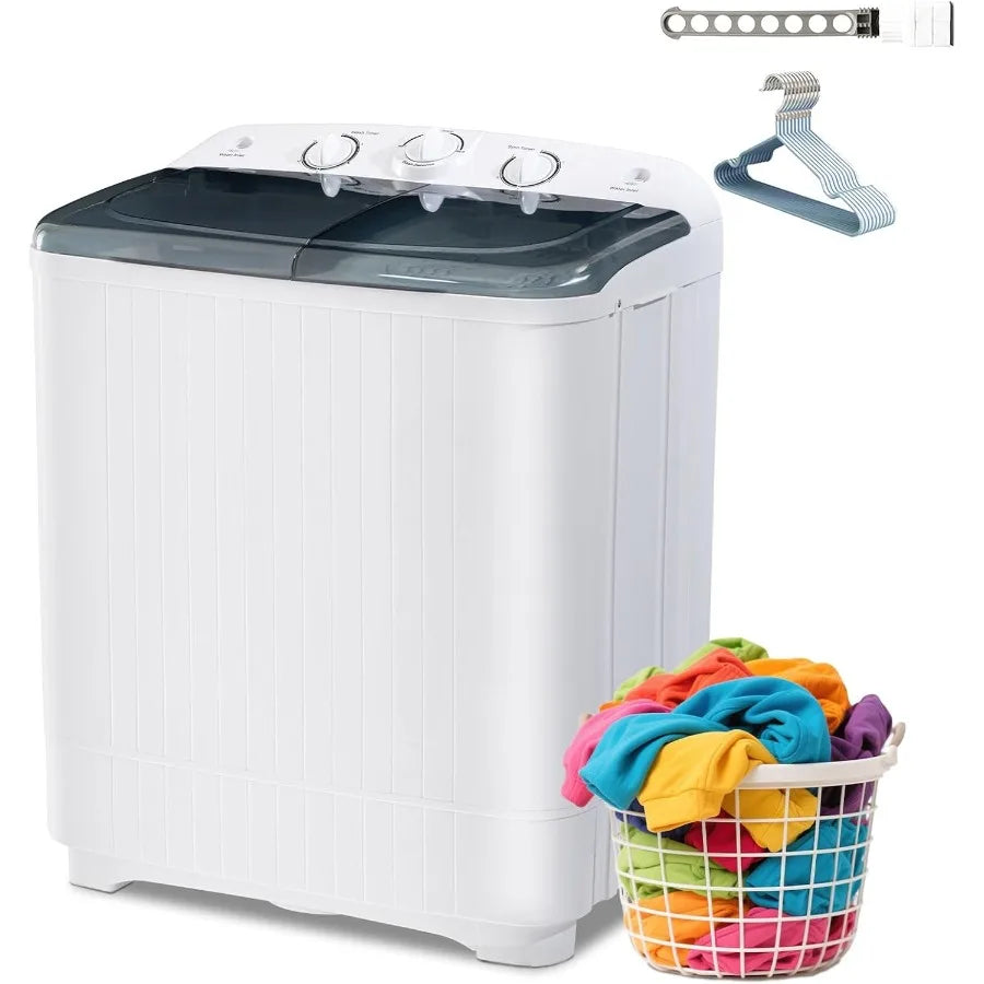 2In1 Portable Twin Tub Washing Machine With 13Lbs Wash And 9Lbs Spin Capacity: Compact Laundry Washer And Spin Dryer Combo Idea