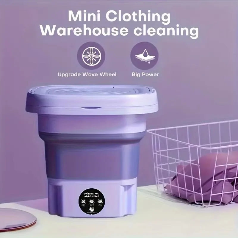 8L Small Folding Washing Machine Portable Washing Machine Automatic Modes Laundry Clothes Laundry Bucket Washing Machine