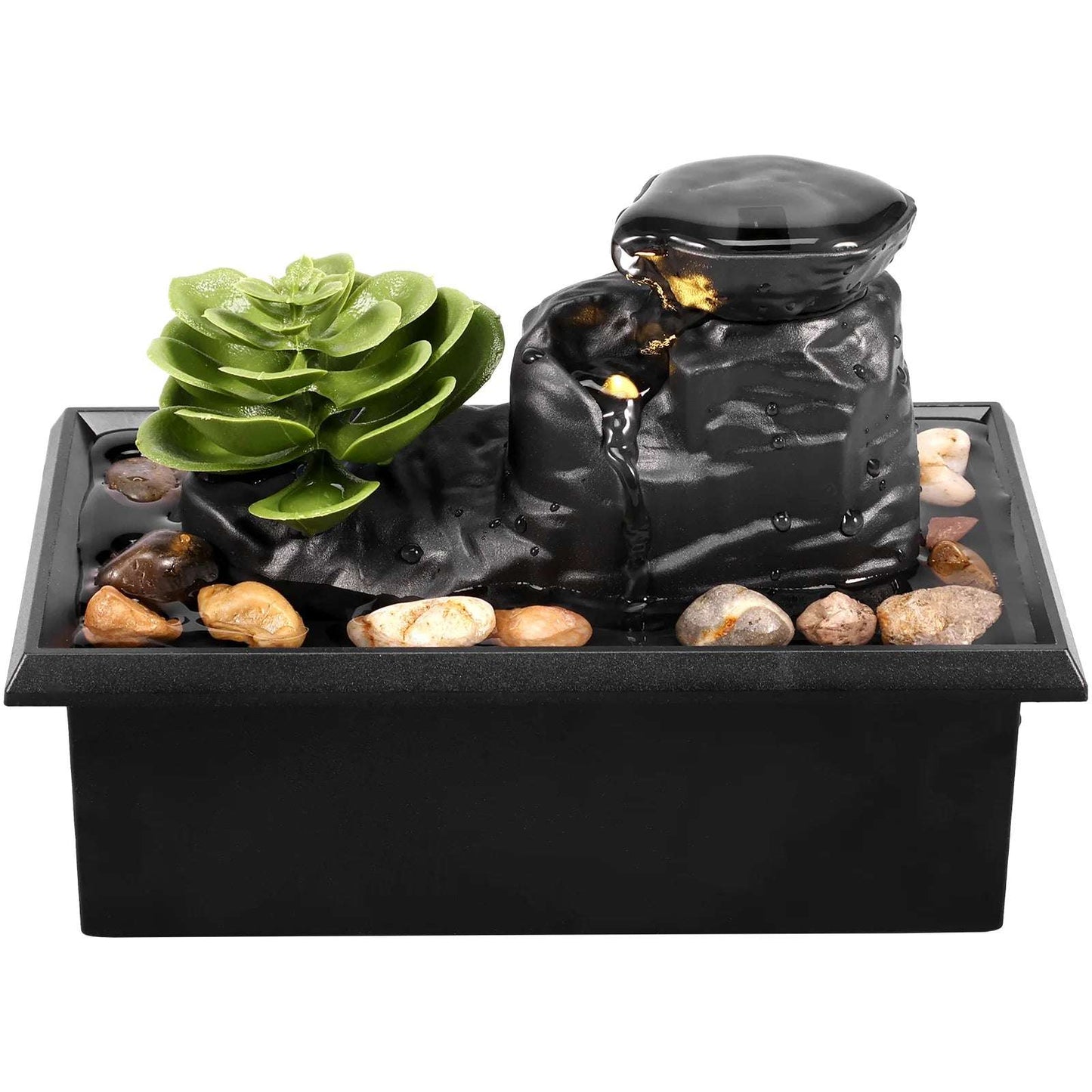 Tabletop Fountain With Light Battery/Usb Operated Mini Indoor Water Fountain Feature Zen Meditation Fountain Decor For Table