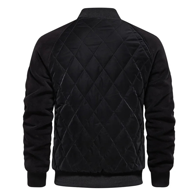 Men'S Thick Warm Winter Jacket Slim Fit Stand Collar Single Breasted Casual Coat, Black