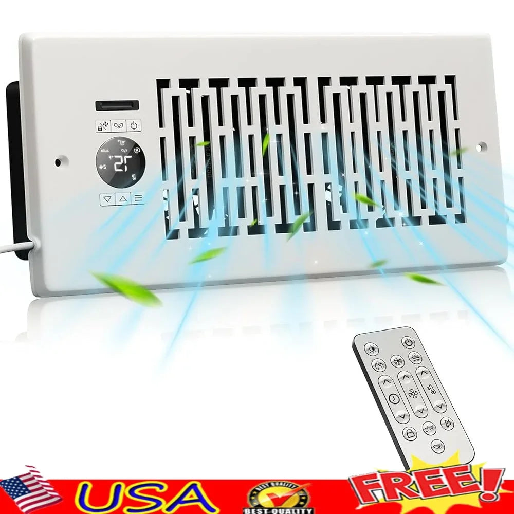 10-Speed Vent Booster Fan 4x10 Smart Control Quiet Airflow 130 CFM Wall Floor Mounted HVAC Solution Home