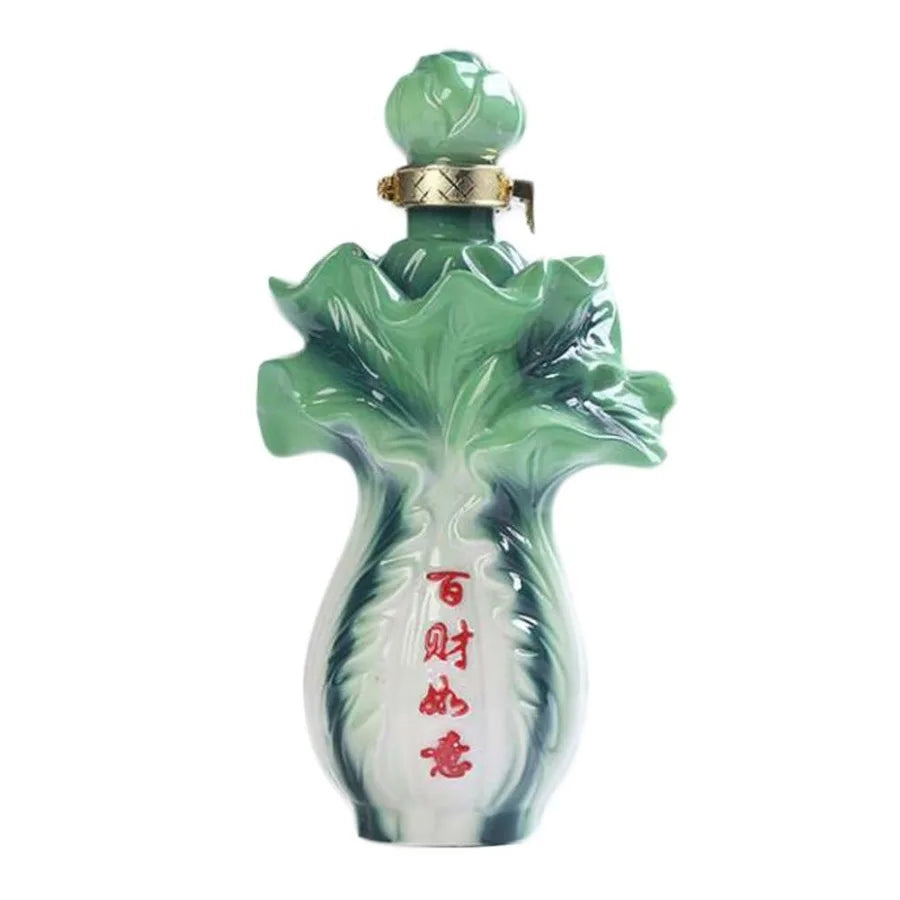 17Oz Ceramic Wine Bottle Wine Jar Chinese Style Empty Wine Jug Cabbage Wine Vase Flask Flagon