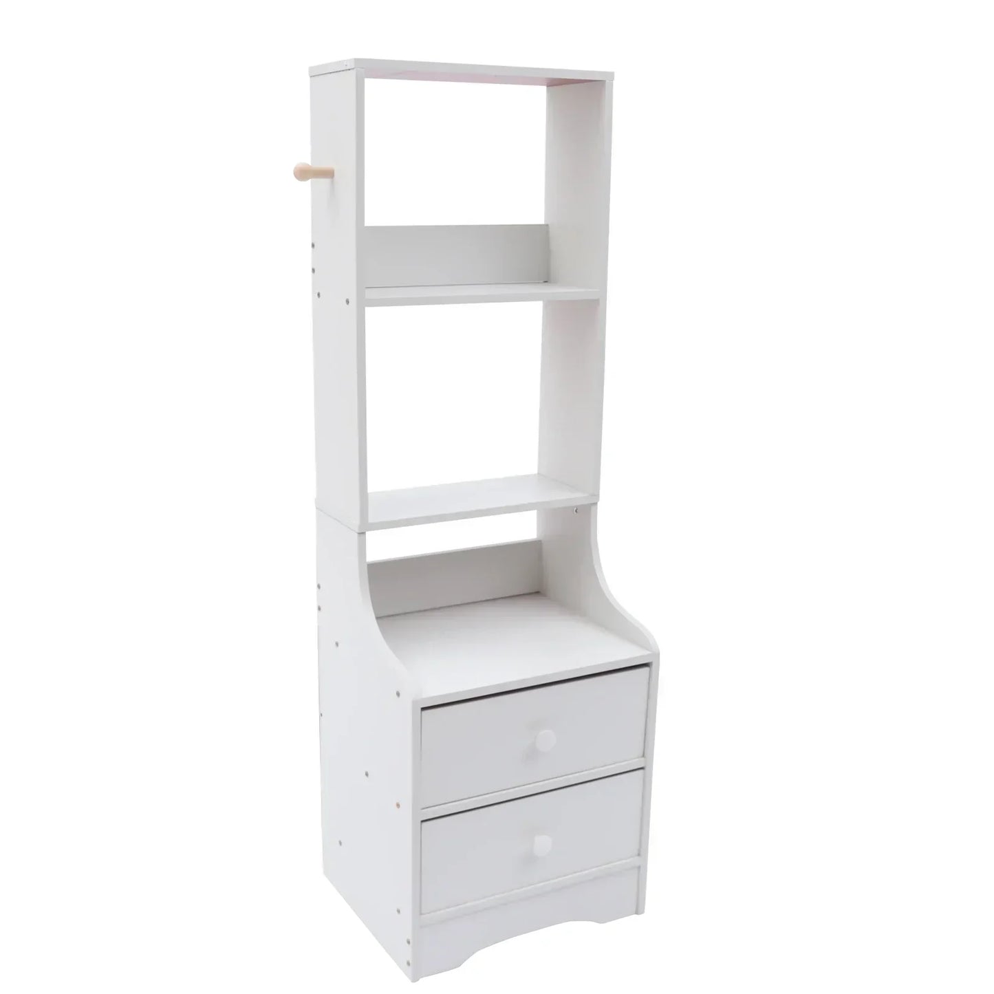 White Nightstand For Bedroom Living Room With 2 Drawers Storage Table Organizer Medium Density Fiberboard