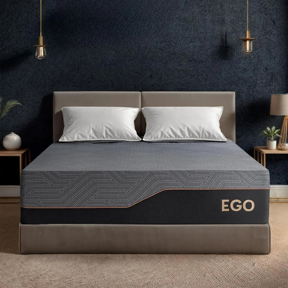 14 " Queen Mattress, Copper Gel Memory Foam Mattress, Therapeutic Mattress In A Box, Fiberglass Medium Mattress