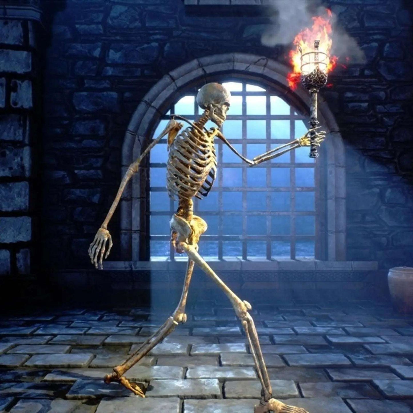 Halloween Skeleton Decoration Plastic Vivid Design Sound Effect 165cm Home Ornament Bone Decor Movable Joints for Po