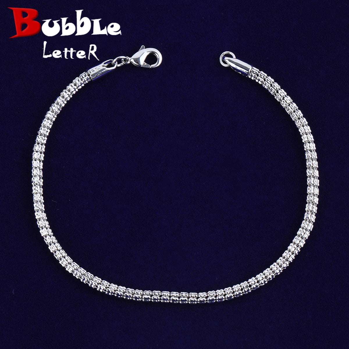 Bubble Letter Round Snake Link Bracelet for Women Real Gold Plated Hip Hop Jewelry