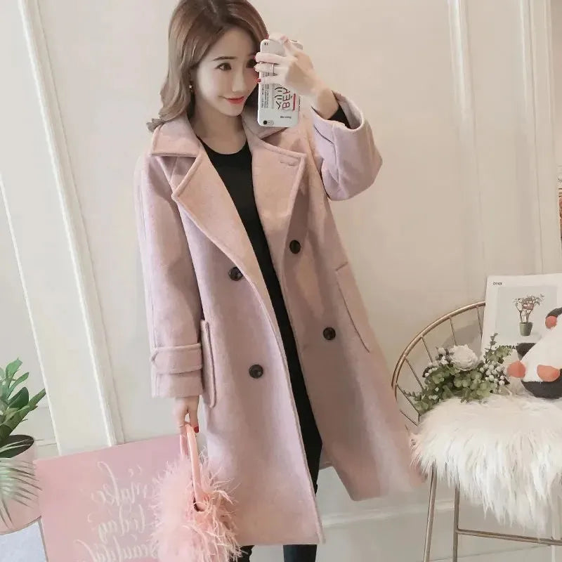 Fashionable Woolen Coat Women Mid-Length Korean Style Of The Season New Spring Autumn Slimming Versatile Tweed Jacket