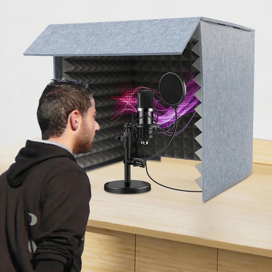 Desktop Vocal Recording Booth Portable Sound Proof Box Cover Vocal Absorbing Shield Music Equipment Filter for Microphone Studio