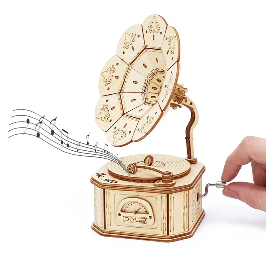 3d wooden puzzle phonograph music box You are my sunshine Handmade Assembly Model kit DIY Crafts Holidays birthdays Christmas gi