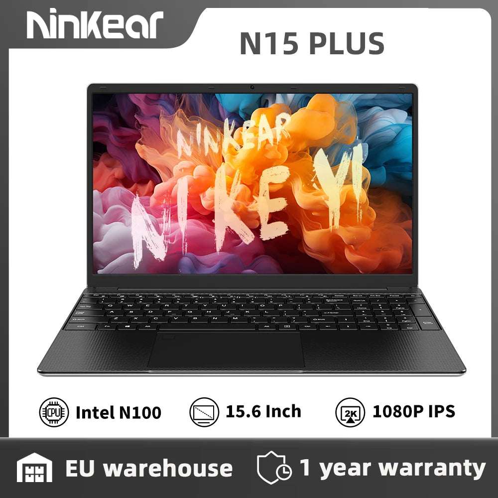 Ninkear N15 PLUS Laptop Intel 12th N100 Wi-Fi 6 15.6-" FHD IPS 16GB DDR4+1TB SSD Backlit Keyboard Foldableer Print Reader Notebook