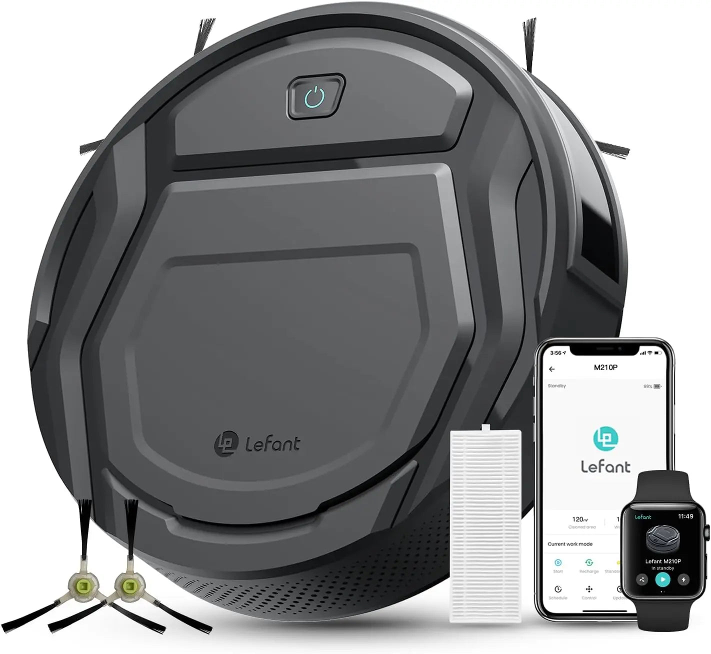 Slim Quiet Robot Vacuum With Wifi/Alexa Control, 3 Suction Levels & 6 Modes For Pet Hair And Hard Floors