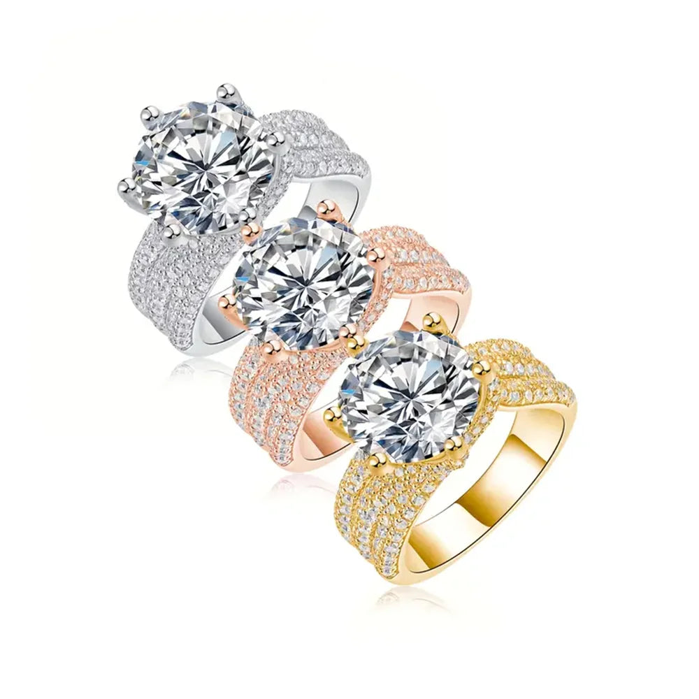 5 Carat Moissanite S925 Ring, 18K Gold Plated Fashion Party, Engagement, Wedding Anniversary Holiday Gift Mother's Day Gift
