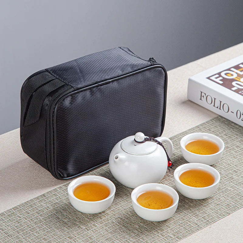 Ceramic Teapot Kettle With Chinese Travel, Portable Tea Cup For Puer, Drinkware, Chinese Travel 2024 New
