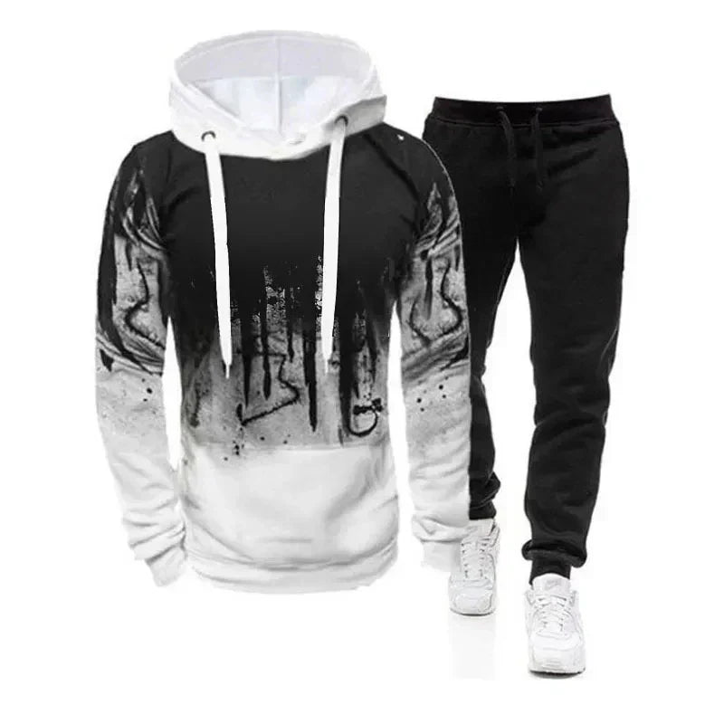 Autumn Winter Tracksuits Men'S Camouflage Hoodie + Pant 2 Piece Set Sports Wear 3D Ink Jogging Suits