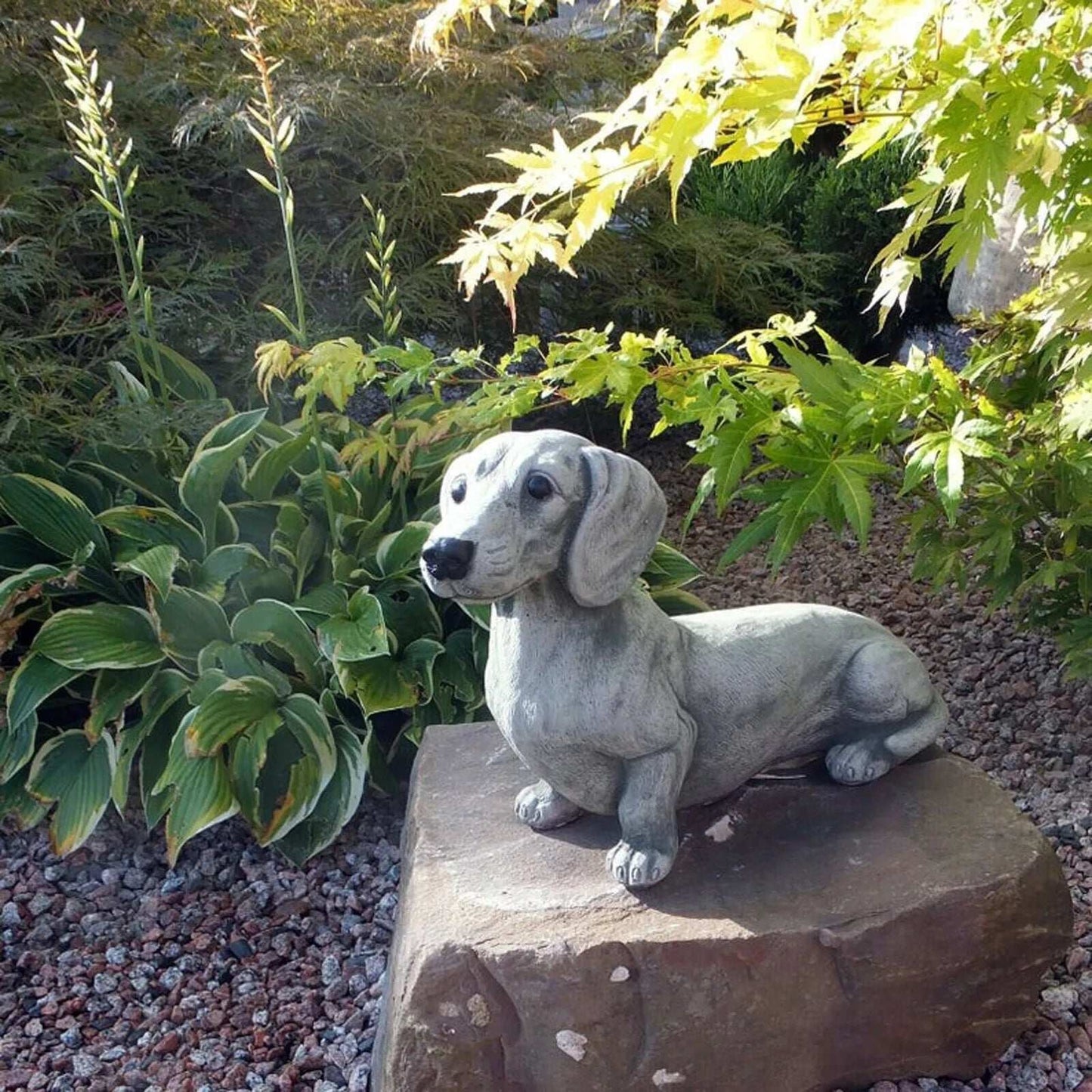 Handcrafted Dachshund Statue for Garden Decor Memorial Dog Figurines for Outdoor and Indoor Spaces Puppy Lying Down Design