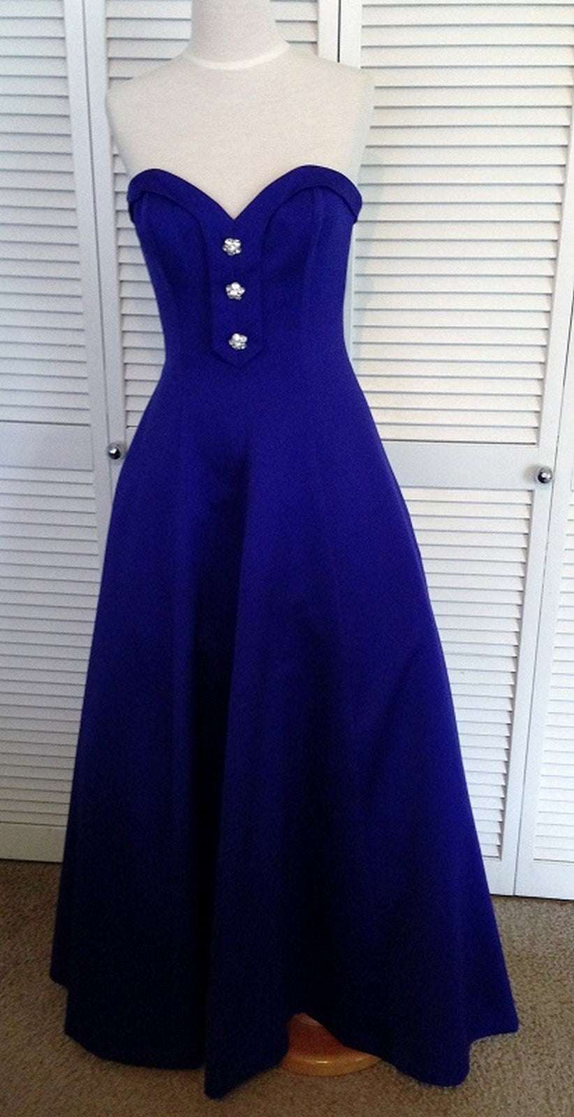 Victor Costa Women'S Dress Satin Aqua 3-Front-Button Size 6