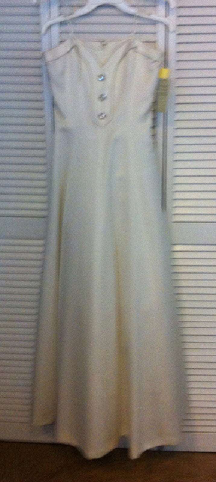 Women Dress Satin Ivory 3 Front Button Size 10