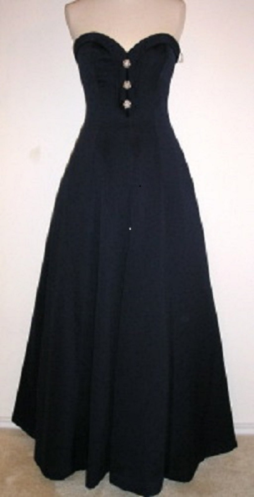 Women Dress Satin Navy 3-Front-Button, Size 4