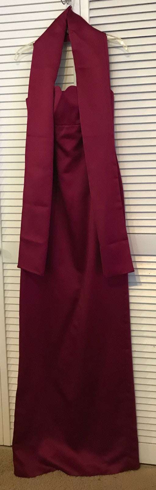Women Dress Satin Maroon Scarf Size 10 XL