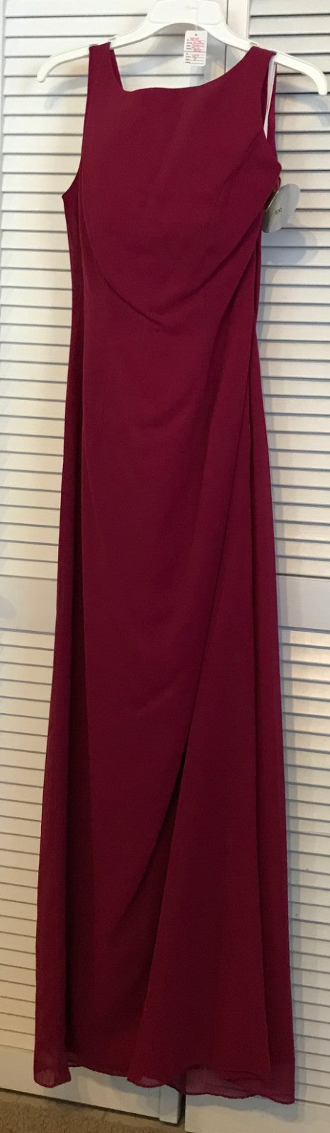 Watters & Watters Women'S Dress Chiffon Maroon Tucking Back Size 8