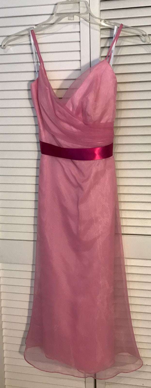 Watters & Watters Women's Dress Silk Organza Pink Ribbon Belt Size 6