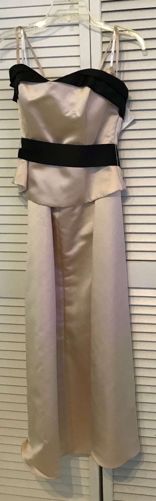 Women Dress Suit Dress and Top Satin Beige Belt Black Size 8