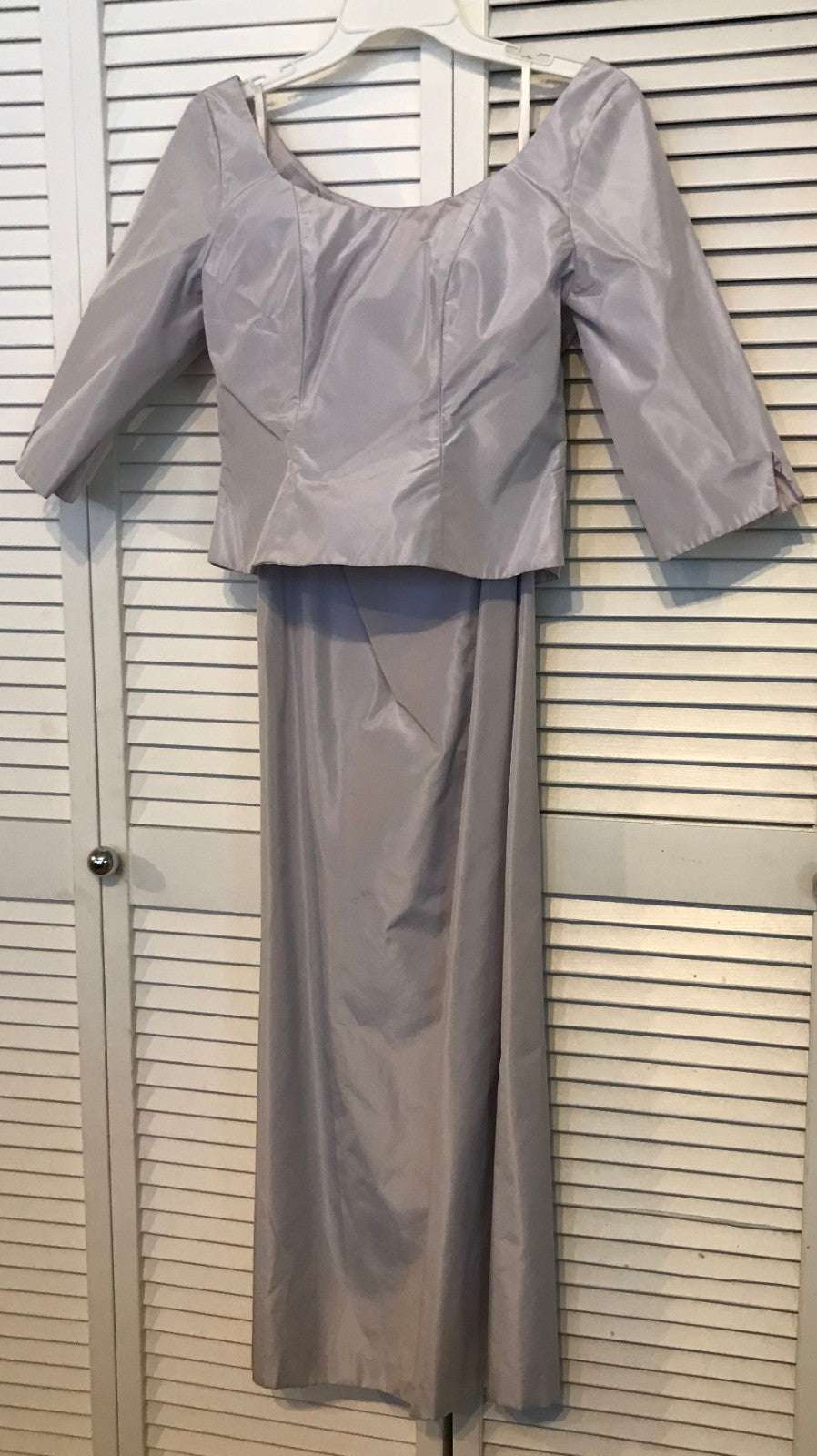 Women Dress Suit Top 7 Buttons Back + Skirt Taffeta Lavender Size 8