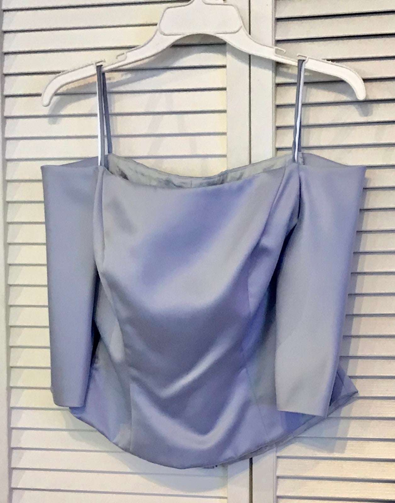 Watters & Watters/WToo Women's Top Satin Blue Open-Shoulder Size 4