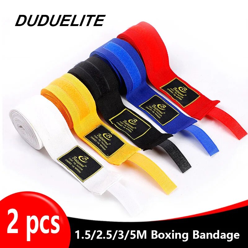 2 Rolls 1.5/2/3/5M Cotton Boxing Bandage Sports Strap Sanda Kick Boxing MMA Han