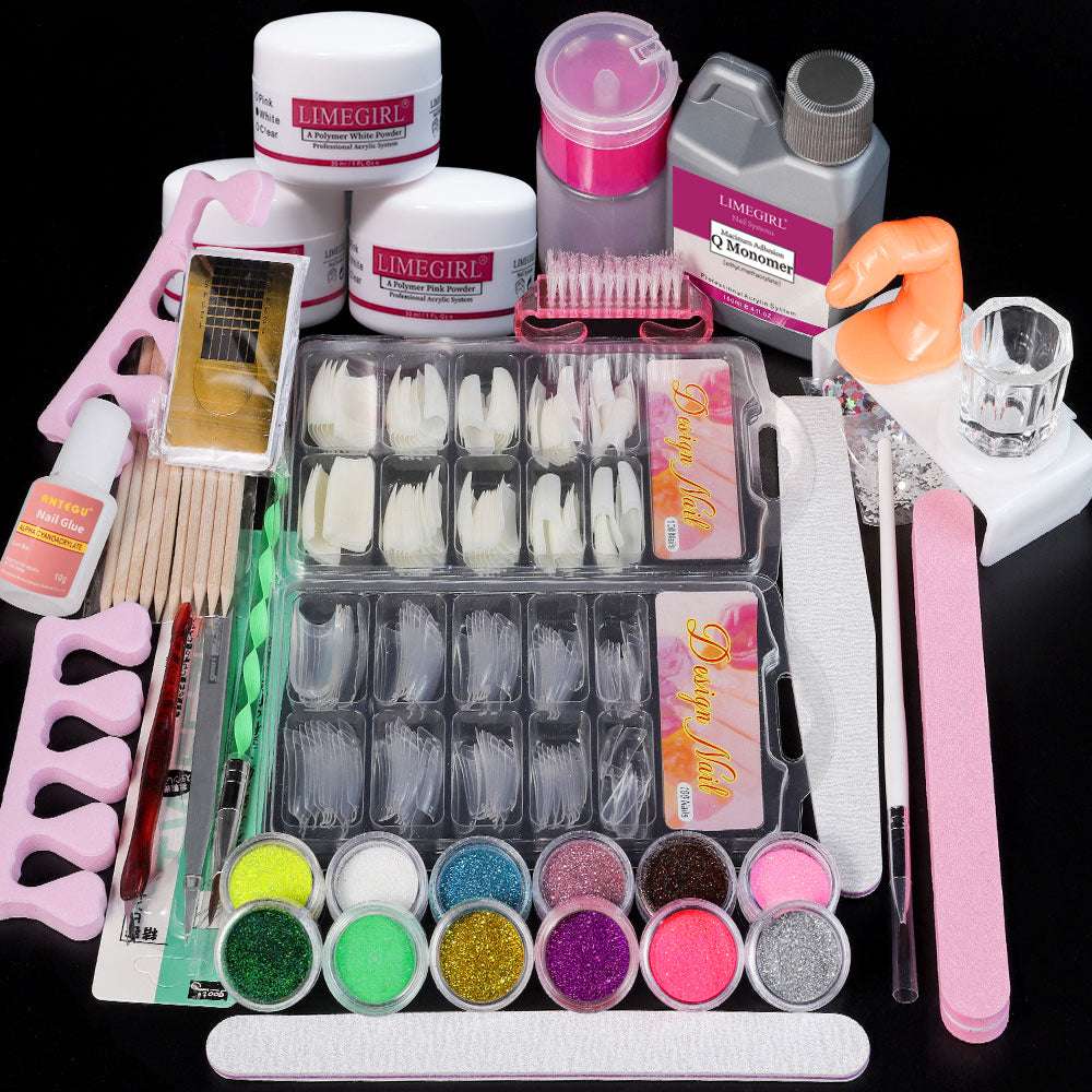 Acrylic Manicure Powder Kit Comes with Glitter Powder and 15ml Gel Manicure Kit