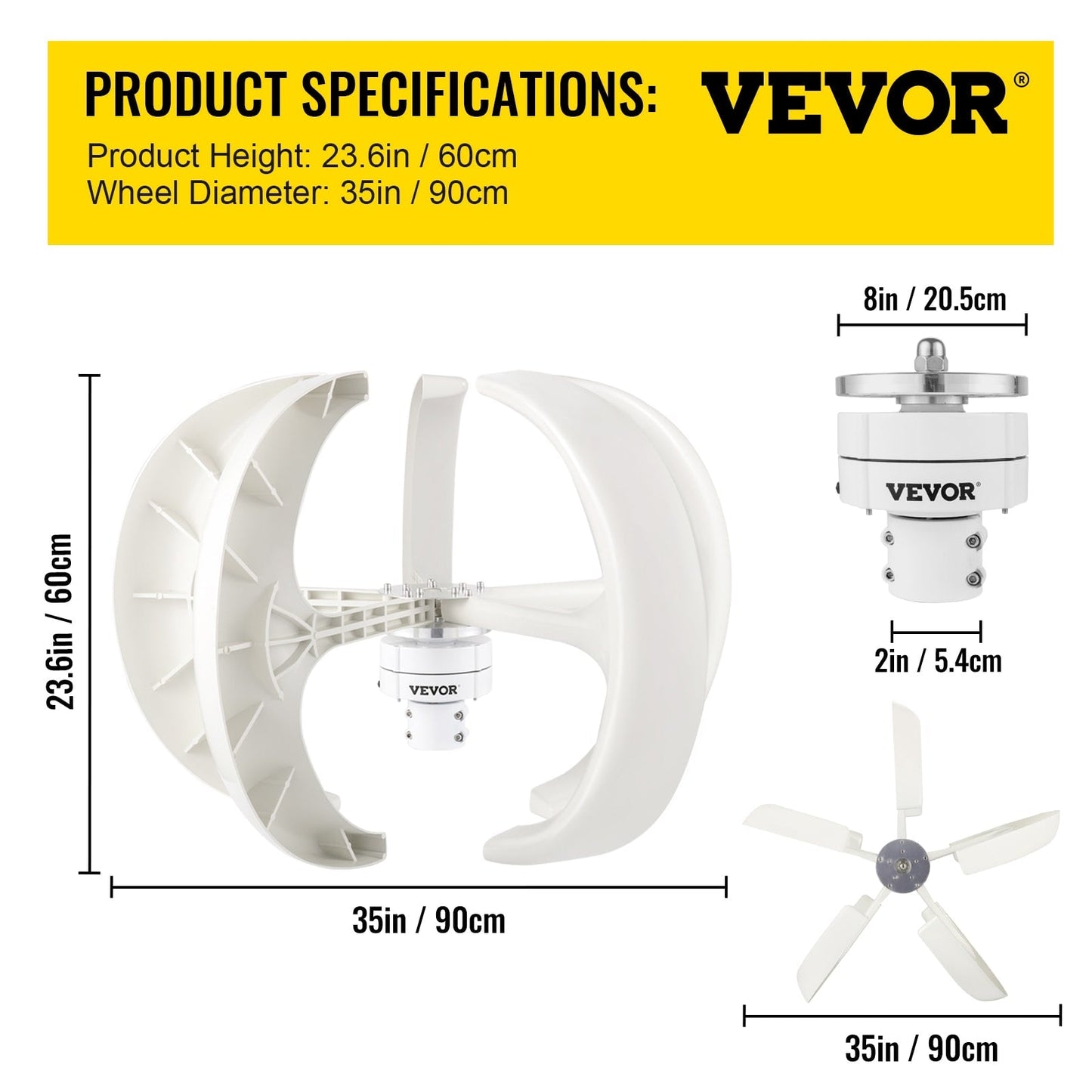 VEVOR Vertical Axis Wind Turbine 12V 100W/400W/600W Alternative Energy Generato
