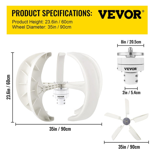 VEVOR Vertical Axis Wind Turbine 12V 100W/400W/600W Alternative Energy Generato