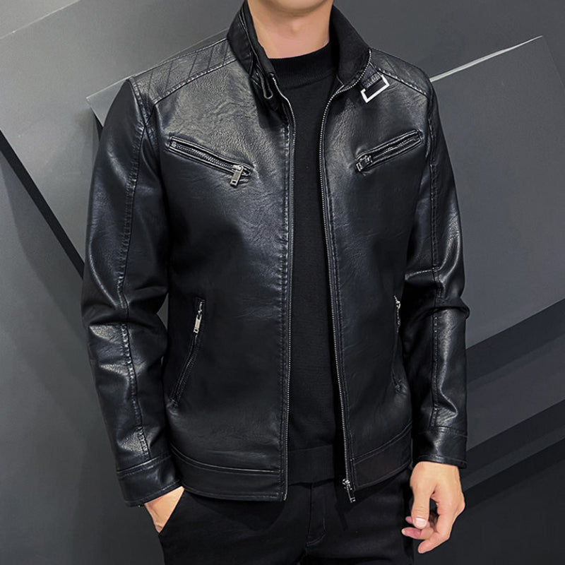 2024 High-quality Leather Men's Autumn New Fashion Handsome Young Motorcycle Jack