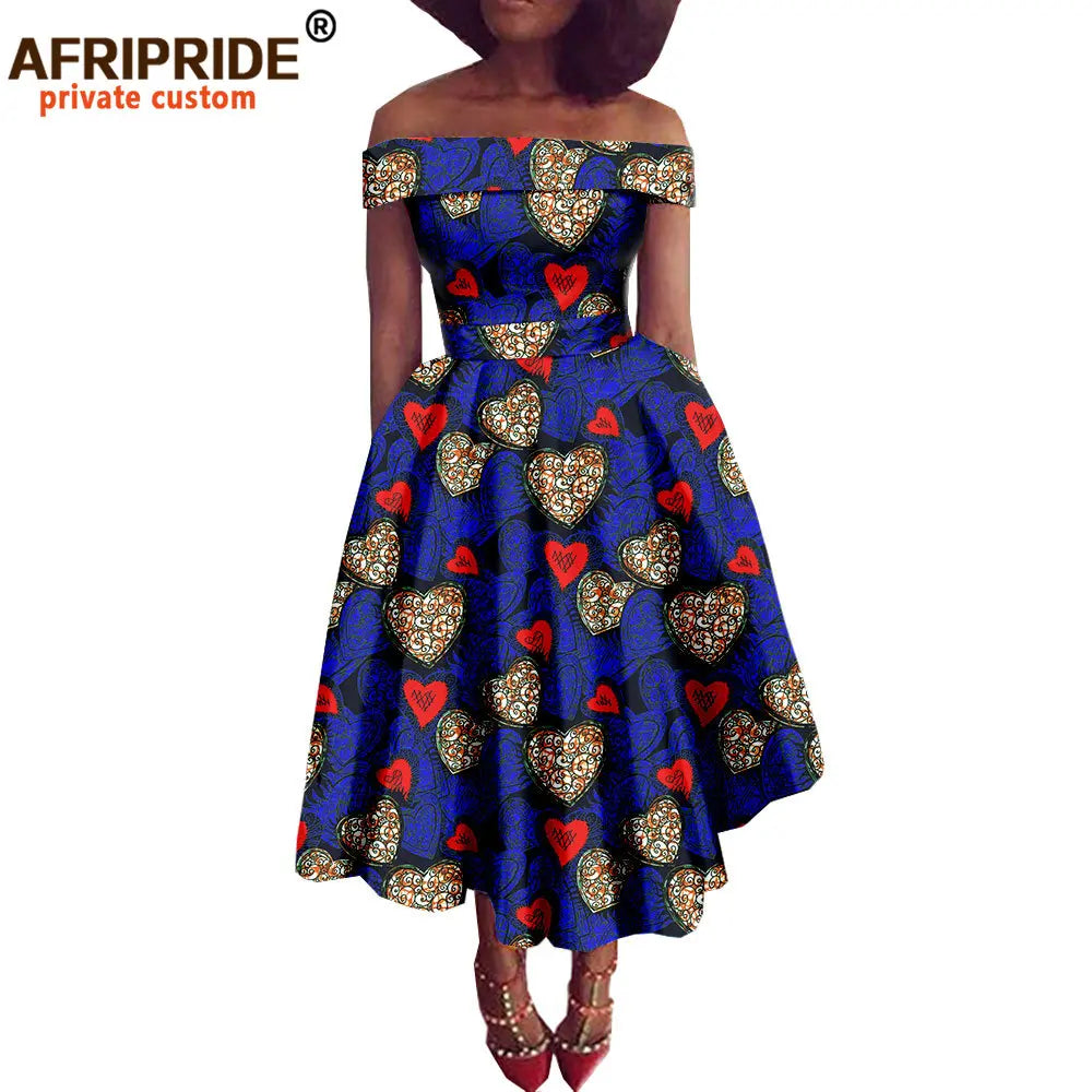 African Dresses for Women Ankara Print Off Shoulder Traditional African Clothin