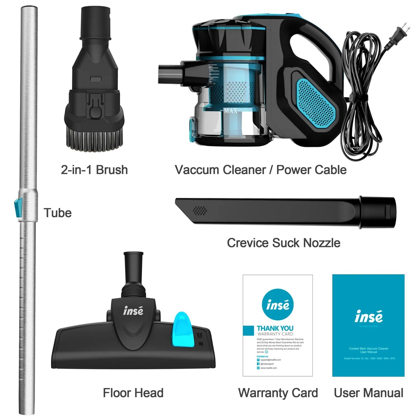 Vacuum Cleaner Corded INSE I5 18Kpa Powerful Suction 600W Motor Stick Handheld image 7