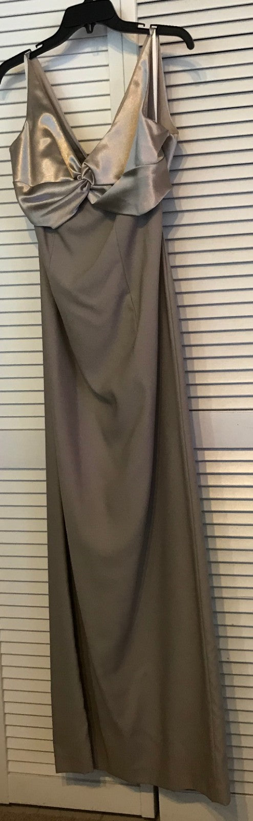 Watters & Watters Women Dress Crepe Golden Gray Bodice Inside-Out Size