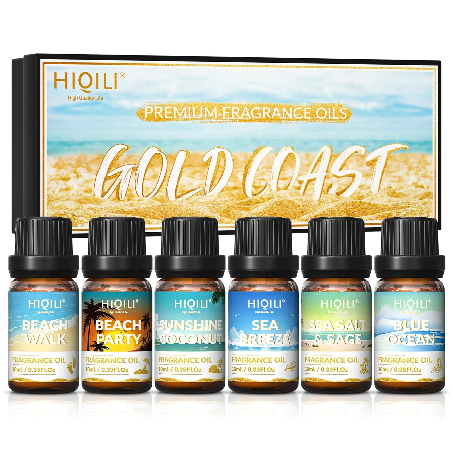 HIQILI Fragrance Oils Set-Gold Coast Theme | TOP 6 Gift Set Use for Aromatherap