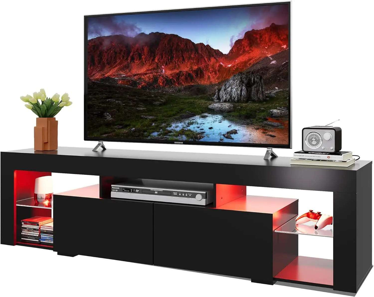 Led Tv Stand For 55/60/65/70 Inch Tv, Modern Entertainment Center With Op