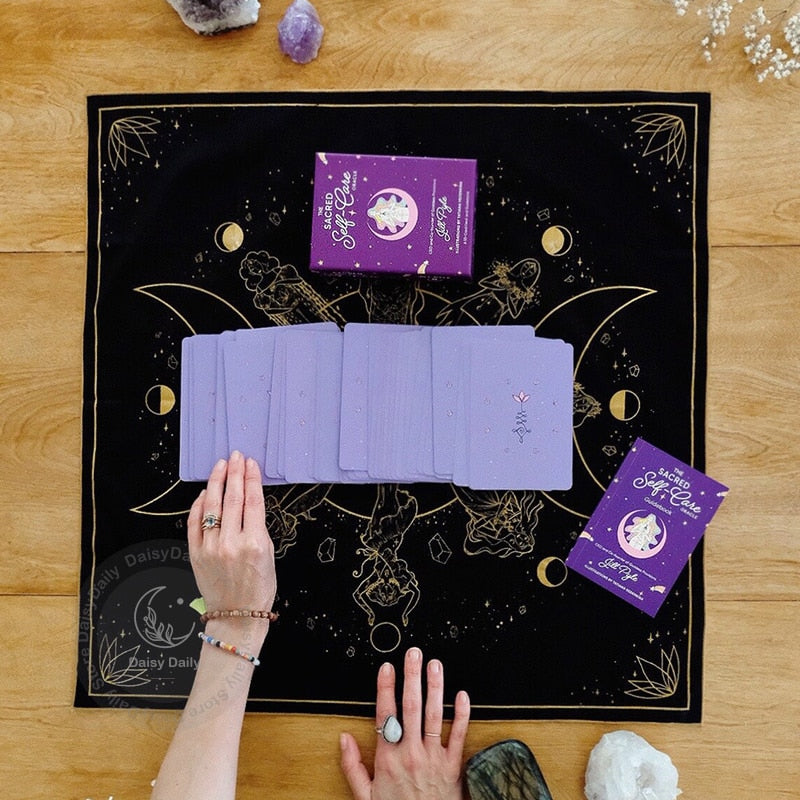 Black Gold Moon Phase Tarot Mat Oracle Mats Altar Cloths Tarot Altar Shrine Clo image 5