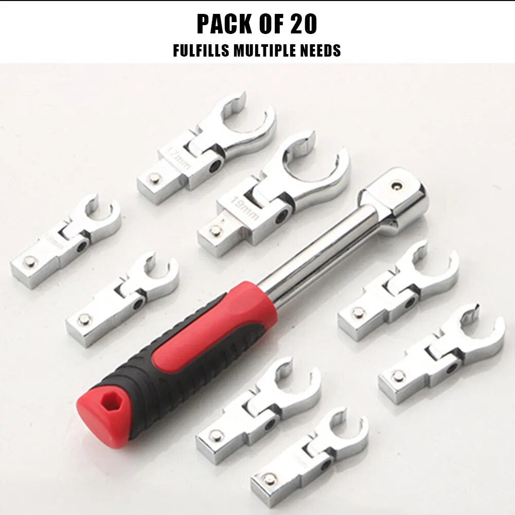 20pcs Torque Wrench Set Interchangeable Heads Flex Head Ratchet Wrench Set 8-19