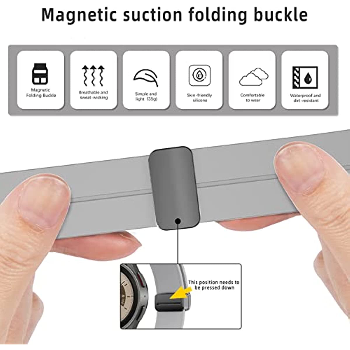 Magnetic Buckle Band for Samsung Galaxy Watch 5 4 Strap 40mm 44mm 5 Pro 45mm Cl image 11
