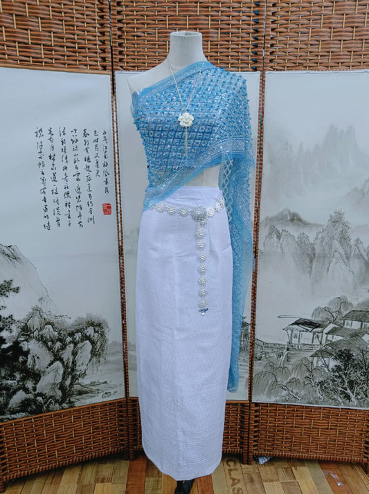 2023 New In Summer Womentrapless Shawl Top and Skirt Five-Piece Set Long Ao D